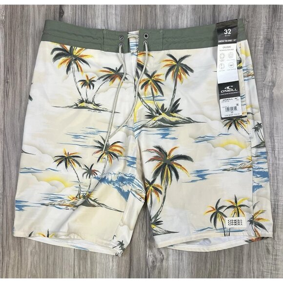 O'Neill Men's Cruzer Quick-Drying 19 in. Boardshorts Size 32 Tropical Beach - Picture 1 of 9